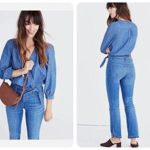 Madewell denim wrap top size S